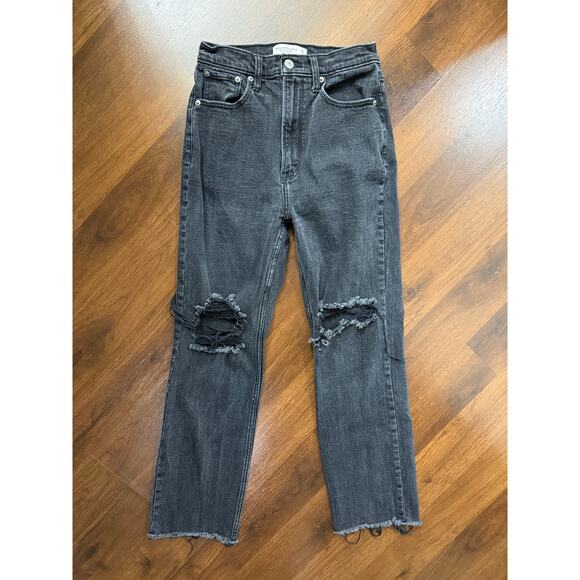 Abercrombie & Fitch Denim - Abercrombie & Fitch Ankle Straight Ultra High Rise Jeans Black Casual Goth 26/2